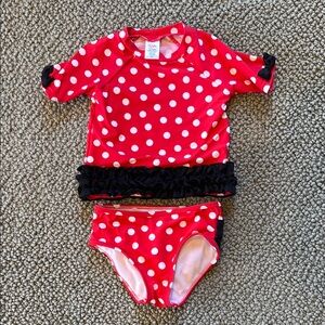 Rare Ruffle Butts Minnie Mouse Rashguard Two Piece Swimsuit | Size 3T